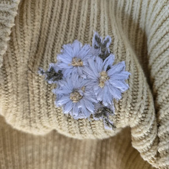 UPCYCLED!! Free People | 'Easy Street' Sweater In Limon w/  Embroidery, Size XS - Picture 11 of 11